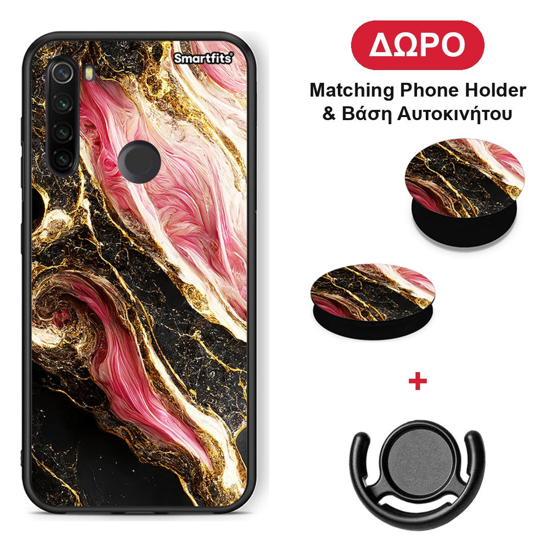 Glamorous Pink Marble - Xiaomi Redmi Note 8T θήκη + Δώρο Phone Holder & Βάση Αυτοκινήτου