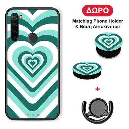 Green Hearts - Xiaomi Redmi Note 8T θήκη + Δώρο Phone Holder & Βάση Αυτοκινήτου