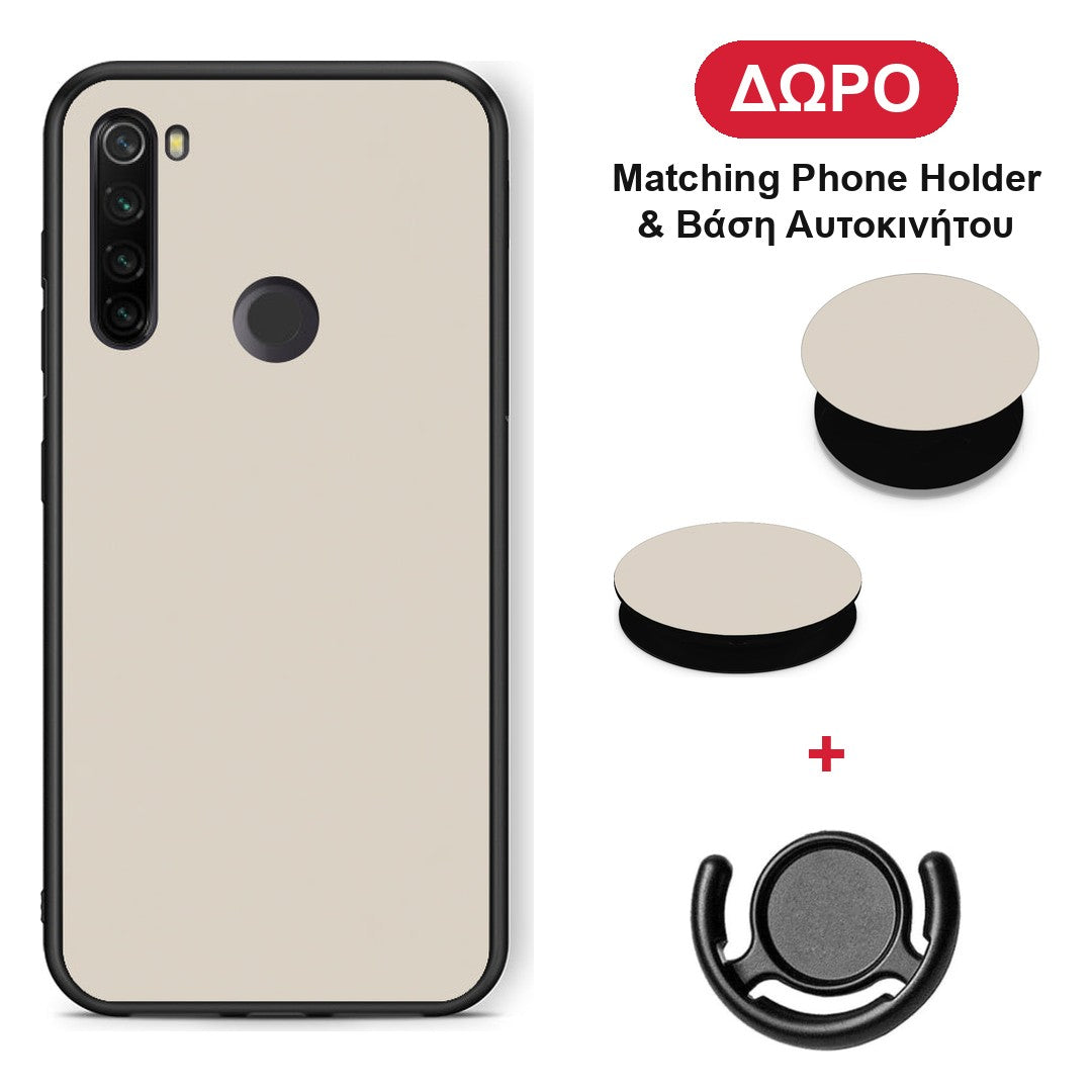 Ivory Beige - Xiaomi Redmi Note 8T θήκη + Δώρο Phone Holder & Βάση Αυτοκινήτου