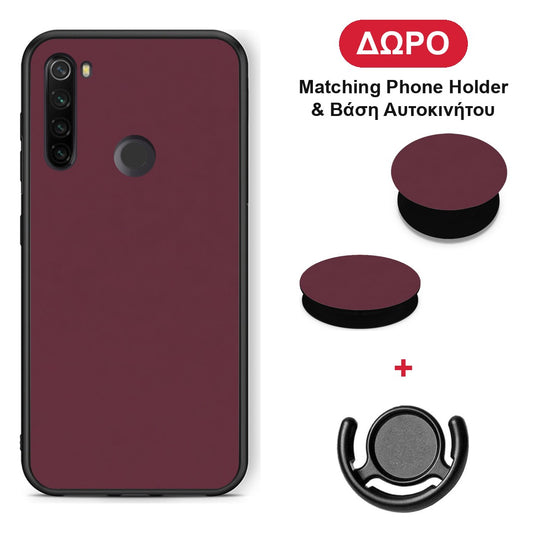 Muted Burgundy - Xiaomi Redmi Note 8T θήκη + Δώρο Phone Holder & Βάση Αυτοκινήτου
