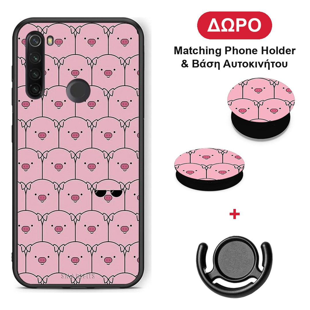 Pig Glasses - Xiaomi Redmi Note 8T θήκη + Δώρο Phone Holder & Βάση Αυτοκινήτου