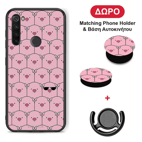 Pig Glasses - Xiaomi Redmi Note 8T θήκη + Δώρο Phone Holder & Βάση Αυτοκινήτου