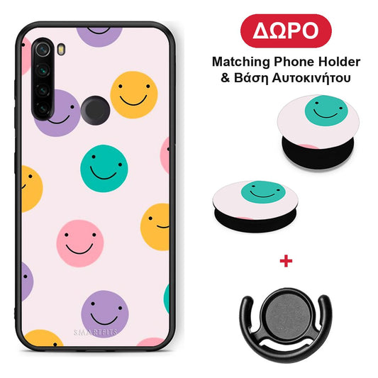 Smiley Faces - Xiaomi Redmi Note 8T θήκη + Δώρο Phone Holder & Βάση Αυτοκινήτου