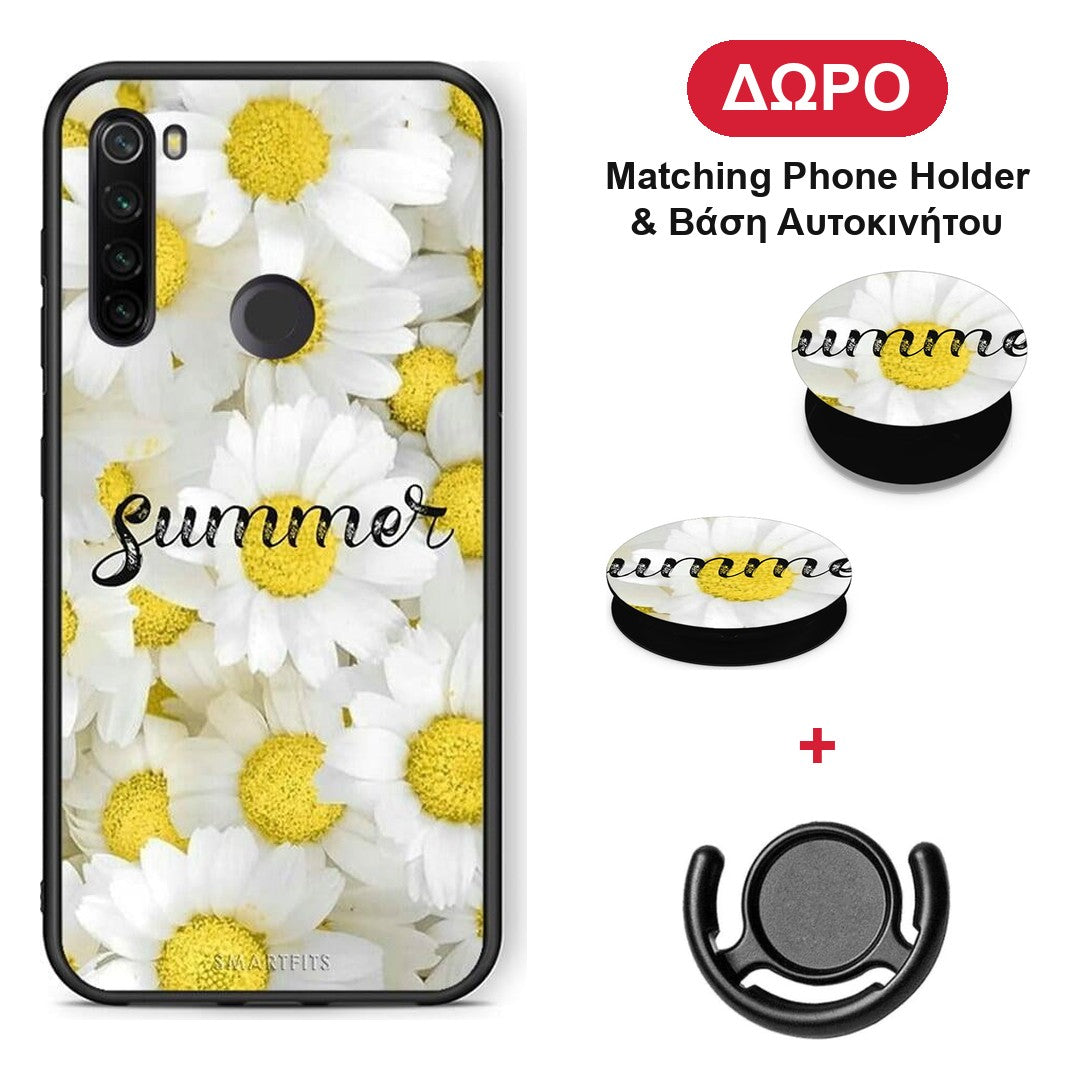 Summer Daisies - Xiaomi Redmi Note 8T θήκη + Δώρο Phone Holder & Βάση Αυτοκινήτου