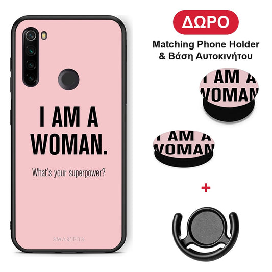 Superpower Woman - Xiaomi Redmi Note 8T θήκη + Δώρο Phone Holder & Βάση Αυτοκινήτου