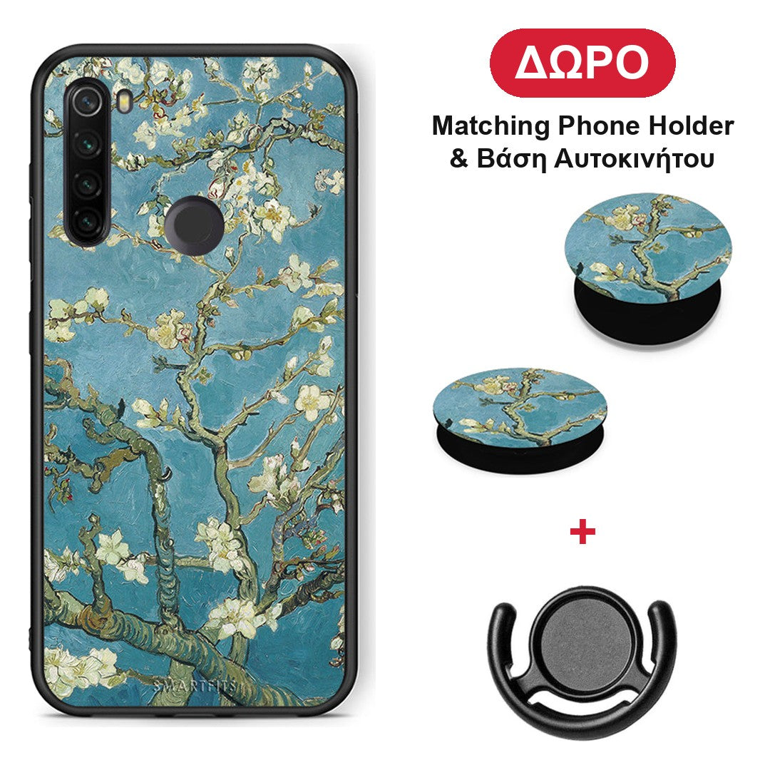 White Blossoms - Xiaomi Redmi Note 8T θήκη + Δώρο Phone Holder & Βάση Αυτοκινήτου