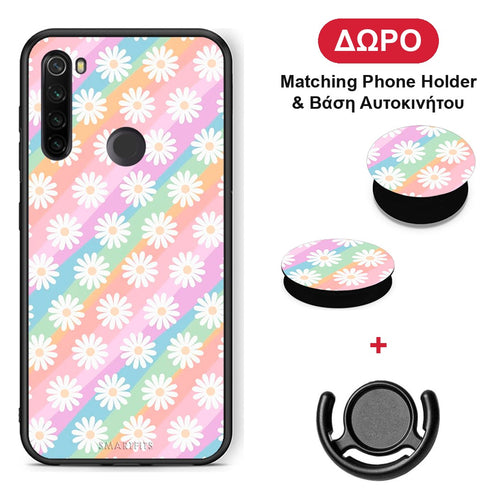 White Daisies - Xiaomi Redmi Note 8T θήκη + Δώρο Phone Holder & Βάση Αυτοκινήτου