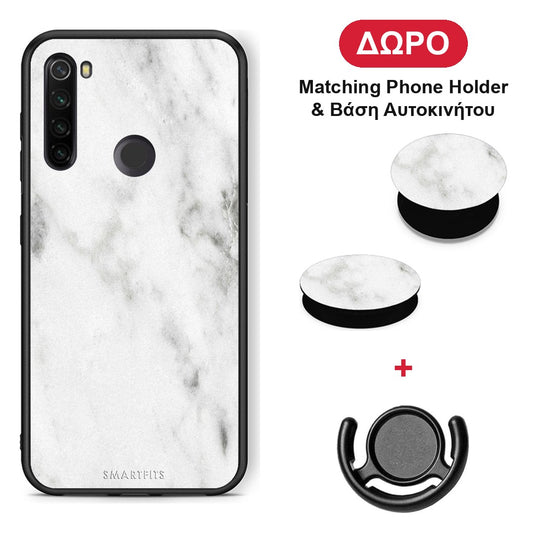 Marble White - Xiaomi Redmi Note 8T θήκη + Δώρο Phone Holder & Βάση Αυτοκινήτου