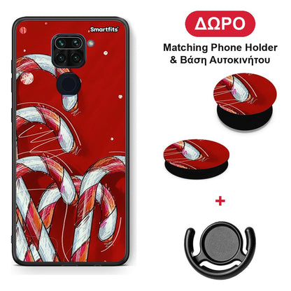 Candy Cane - Xiaomi Redmi Note 9 θήκη + Δώρο Phone Holder & Βάση Αυτοκινήτου