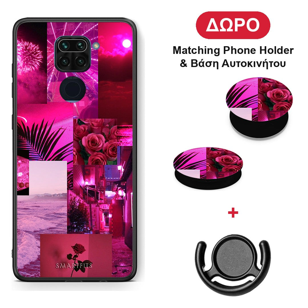 Collage Red Roses - Xiaomi Redmi Note 9 θήκη + Δώρο Phone Holder & Βάση Αυτοκινήτου