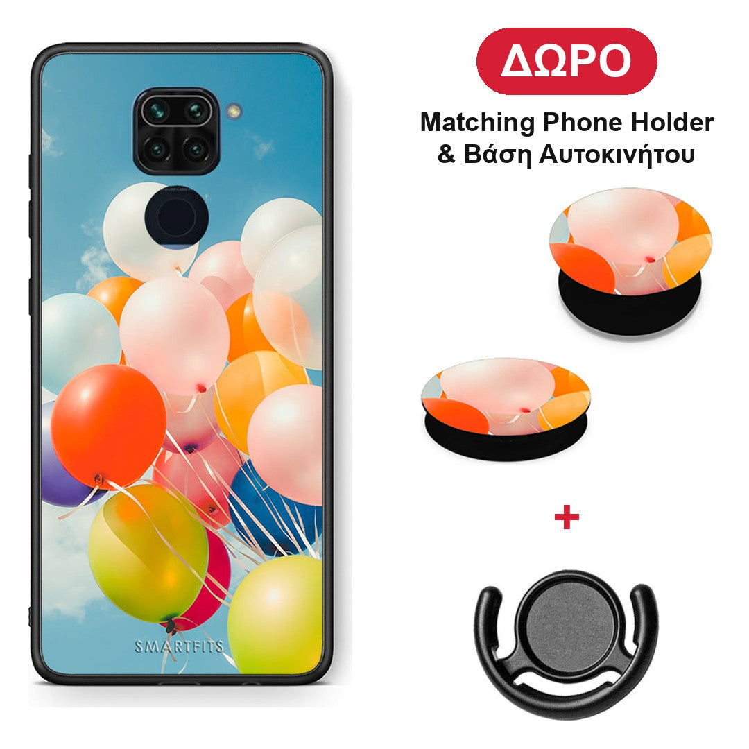 Colorful Balloons - Xiaomi Redmi Note 9 θήκη + Δώρο Phone Holder & Βάση Αυτοκινήτου