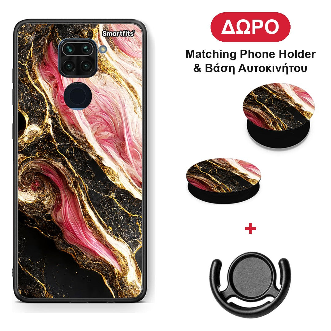 Glamorous Pink Marble - Xiaomi Redmi Note 9 θήκη + Δώρο Phone Holder & Βάση Αυτοκινήτου