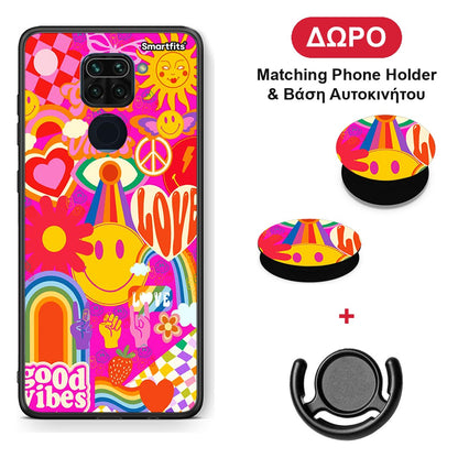 Hippie Love - Xiaomi Redmi Note 9 θήκη + Δώρο Phone Holder & Βάση Αυτοκινήτου