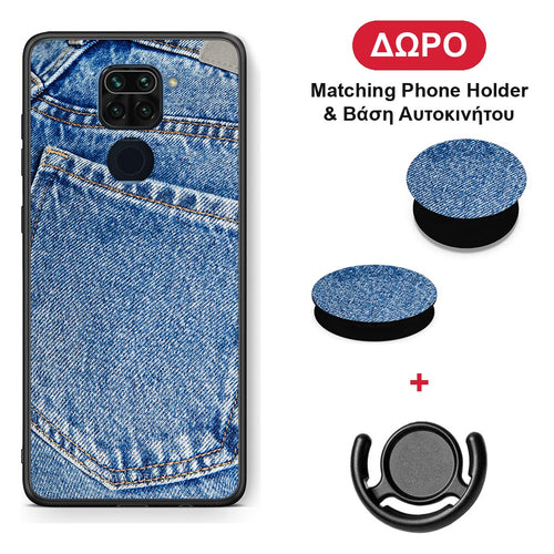 Jeans Pocket - Xiaomi Redmi Note 9 θήκη + Δώρο Phone Holder & Βάση Αυτοκινήτου