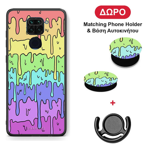 Melting Rainbow - Xiaomi Redmi Note 9 θήκη + Δώρο Phone Holder & Βάση Αυτοκινήτου