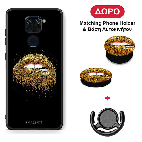 Valentine Golden - Xiaomi Redmi Note 9 θήκη + Δώρο Phone Holder & Βάση Αυτοκινήτου