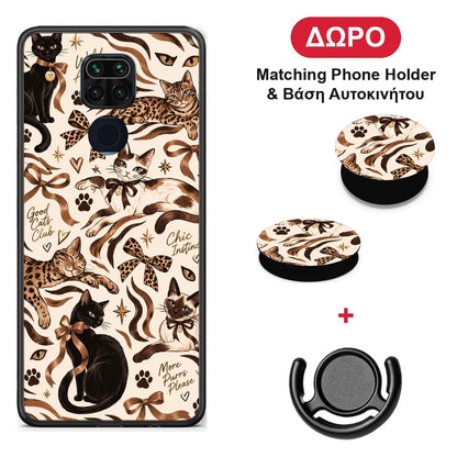 Wild Cats and Animal Print Collage - Xiaomi Redmi Note 9 θήκη + Δώρο Phone Holder & Βάση Αυτοκινήτου