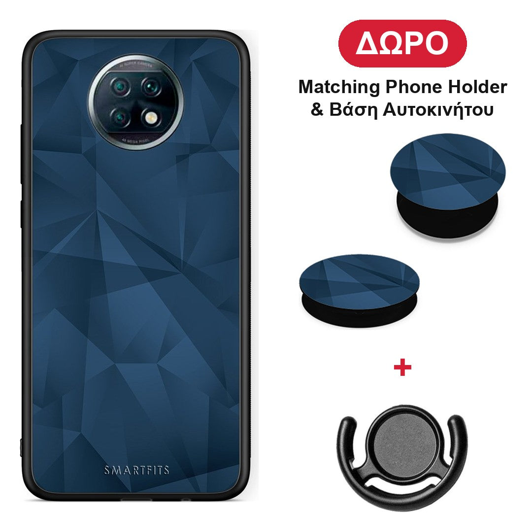 Geometric Blue Abstract - Xiaomi Redmi Note 9T θήκη + Δώρο Phone Holder & Βάση Αυτοκινήτου