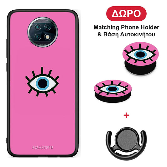 Blue Eye Pink - Xiaomi Redmi Note 9T θήκη + Δώρο Phone Holder & Βάση Αυτοκινήτου