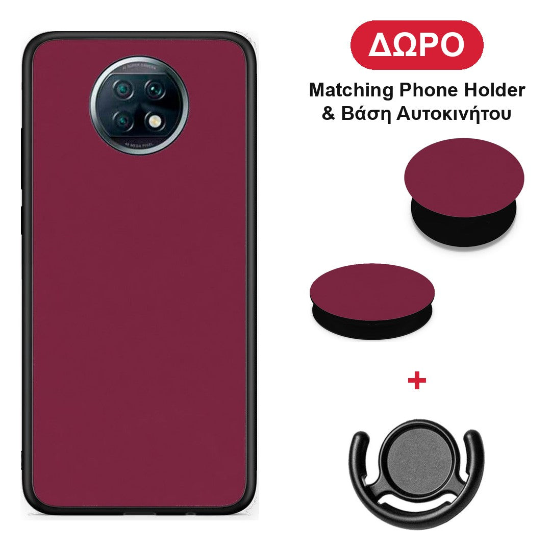 Burgundy - Xiaomi Redmi Note 9T θήκη + Δώρο Phone Holder & Βάση Αυτοκινήτου