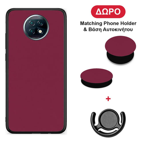 Burgundy - Xiaomi Redmi Note 9T θήκη + Δώρο Phone Holder & Βάση Αυτοκινήτου