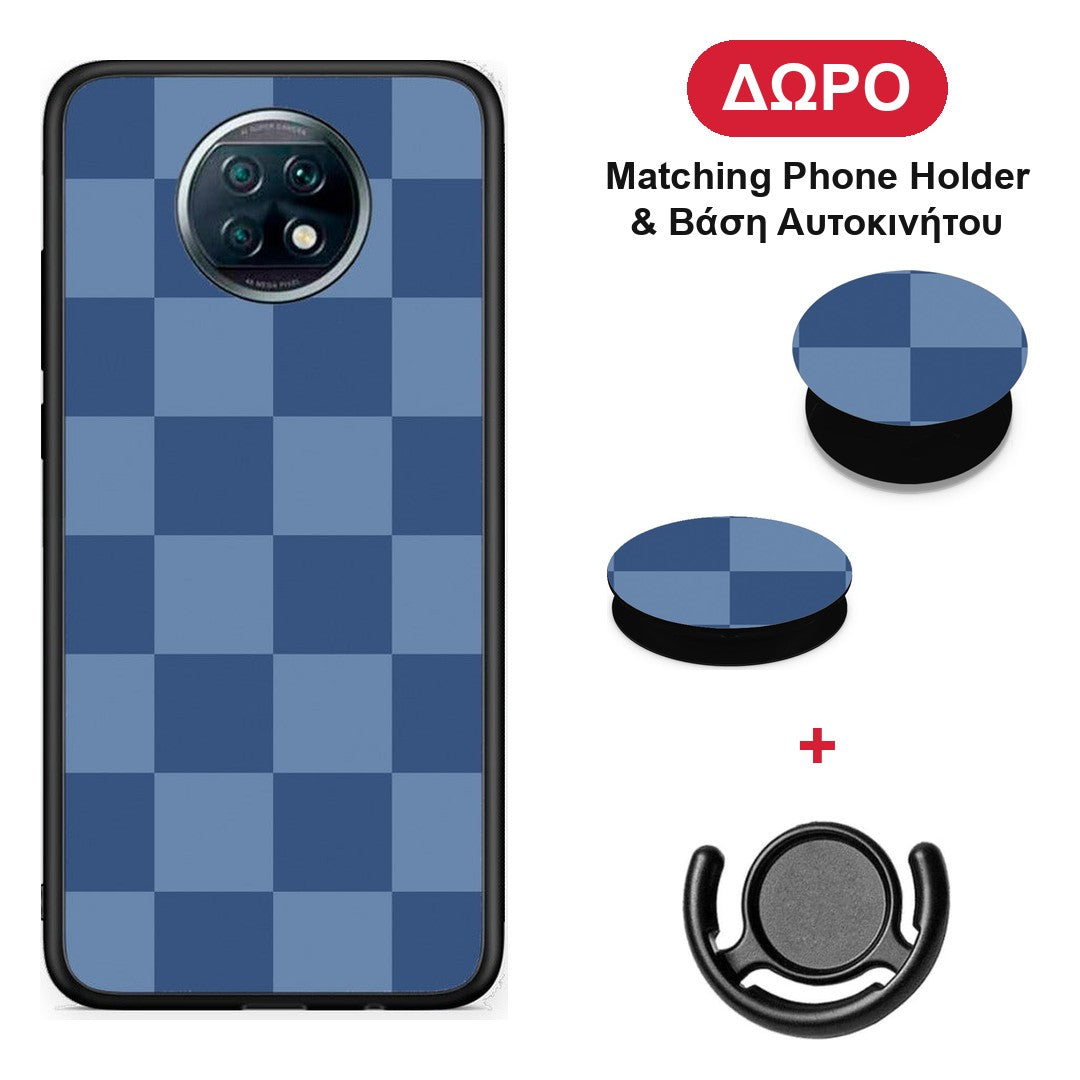 Denim Blue Checkerboard - Xiaomi Redmi Note 9T θήκη + Δώρο Phone Holder & Βάση Αυτοκινήτου