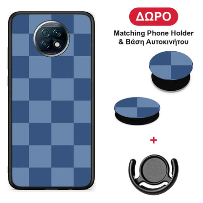 Denim Blue Checkerboard - Xiaomi Redmi Note 9T θήκη + Δώρο Phone Holder & Βάση Αυτοκινήτου