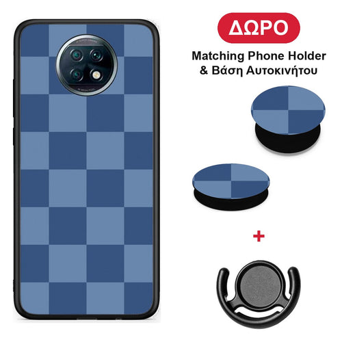 Denim Blue Checkerboard - Xiaomi Redmi Note 9T θήκη + Δώρο Phone Holder & Βάση Αυτοκινήτου