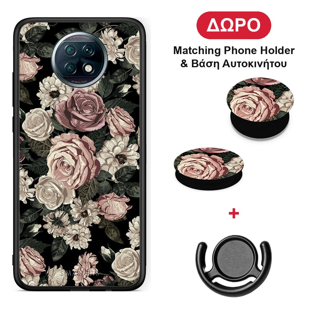 Flower Wild Roses - Xiaomi Redmi Note 9T θήκη + Δώρο Phone Holder & Βάση Αυτοκινήτου