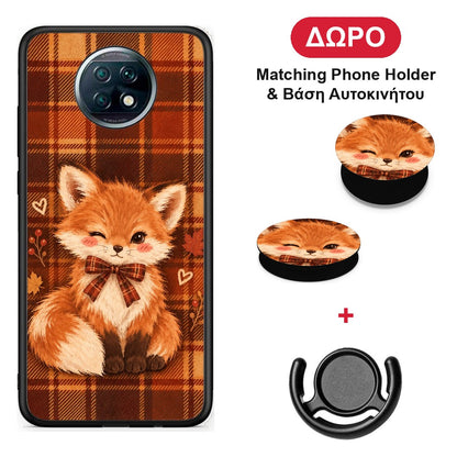 Fox on Autumn Tartan - Xiaomi Redmi Note 9T θήκη + Δώρο Phone Holder & Βάση Αυτοκινήτου