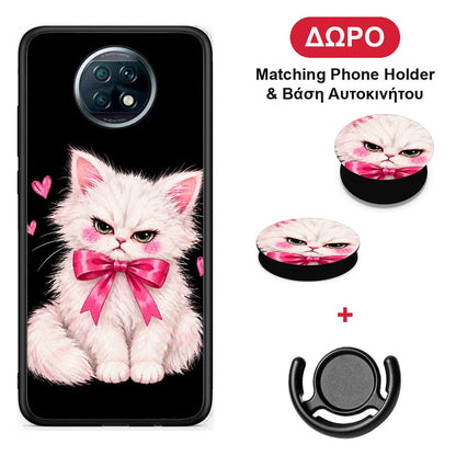 Grumpy Party Kitten on Black - Xiaomi Redmi Note 9T θήκη + Δώρο Phone Holder & Βάση Αυτοκινήτου