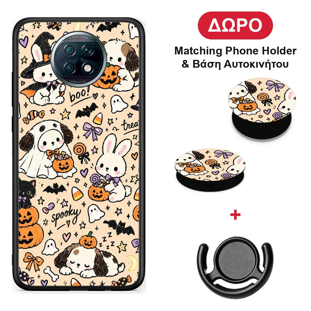 Halloween Puppies and Friends on Cream - Xiaomi Redmi Note 9T θήκη + Δώρο Phone Holder & Βάση Αυτοκινήτου