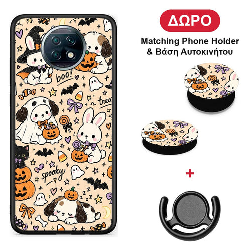 Halloween Puppies and Friends on Cream - Xiaomi Redmi Note 9T θήκη + Δώρο Phone Holder & Βάση Αυτοκινήτου