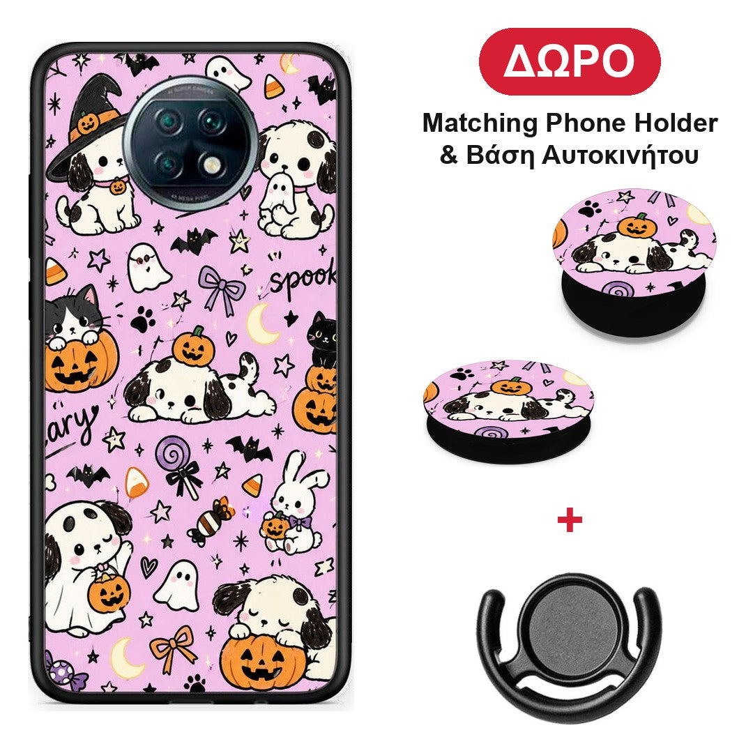 Halloween Puppies and Friends on Lilac - Xiaomi Redmi Note 9T θήκη + Δώρο Phone Holder & Βάση Αυτοκινήτου