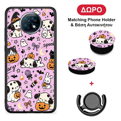 Halloween Puppies and Friends on Lilac - Xiaomi Redmi Note 9T θήκη + Δώρο Phone Holder & Βάση Αυτοκινήτου