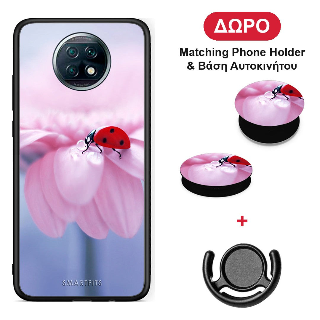 Ladybug Flower - Xiaomi Redmi Note 9T θήκη + Δώρο Phone Holder & Βάση Αυτοκινήτου