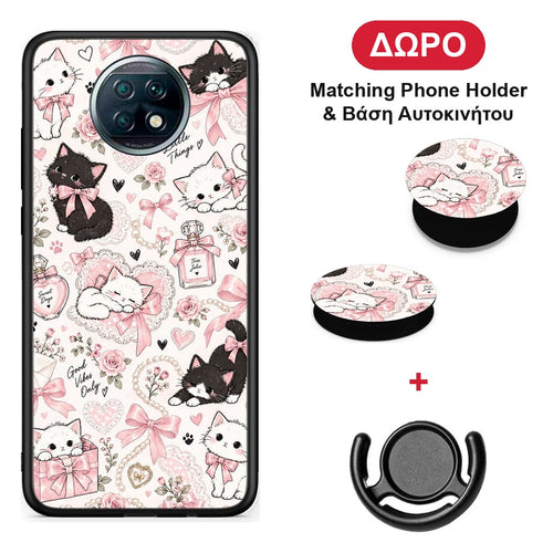 Pink Bows and Kittens Collage - Xiaomi Redmi Note 9T θήκη + Δώρο Phone Holder & Βάση Αυτοκινήτου