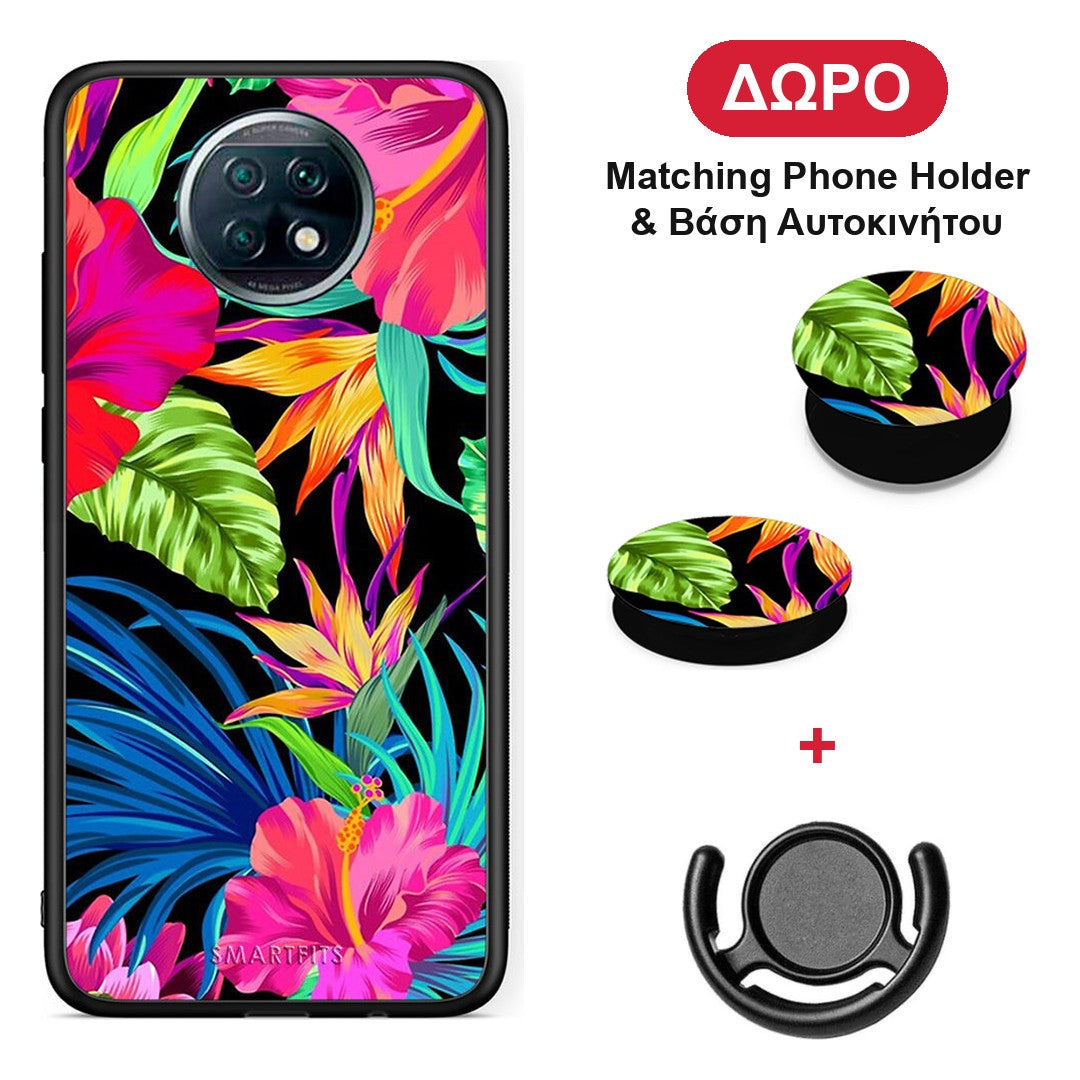 Tropical Flowers - Xiaomi Redmi Note 9T θήκη + Δώρο Phone Holder & Βάση Αυτοκινήτου