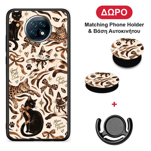 Wild Cats and Animal Print Collage - Xiaomi Redmi Note 9T θήκη + Δώρο Phone Holder & Βάση Αυτοκινήτου