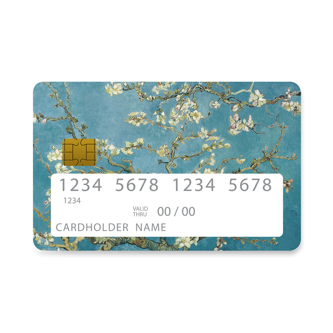Επικάλυψη Τραπεζικής Κάρτας σε σχέδιο Almond Blossom σε λευκό φόντο