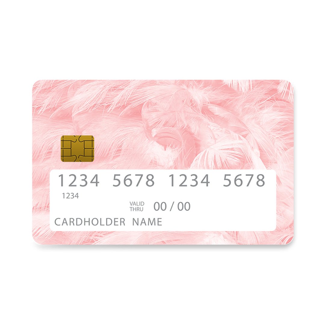 Επικάλυψη Τραπεζικής Κάρτας σε σχέδιο Pink Feather Boho σε λευκό φόντο