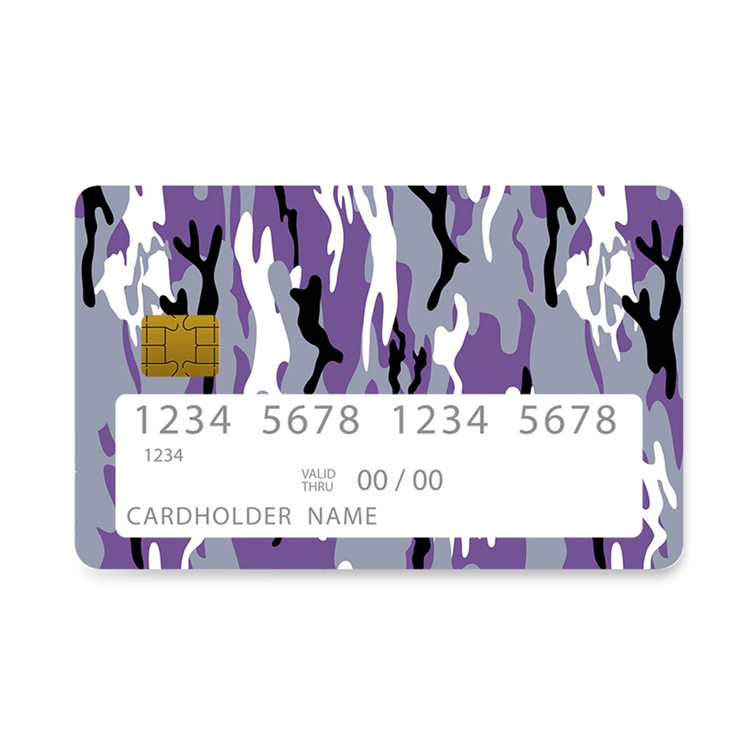 Επικάλυψη Τραπεζικής Κάρτας σε σχέδιο Purple Camo σε λευκό φόντο