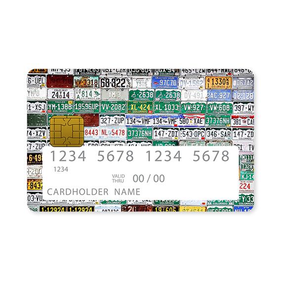 Επικάλυψη Τραπεζικής Κάρτας σε σχέδιο Car Plates σε λευκό φόντο