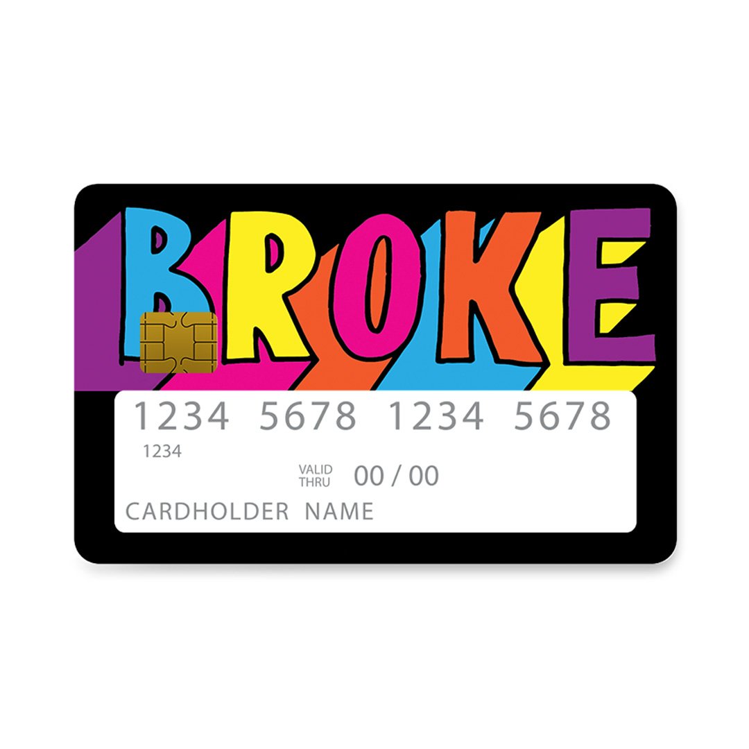 Επικάλυψη Τραπεζικής Κάρτας σε σχέδιο Broke Funny σε λευκό φόντο
