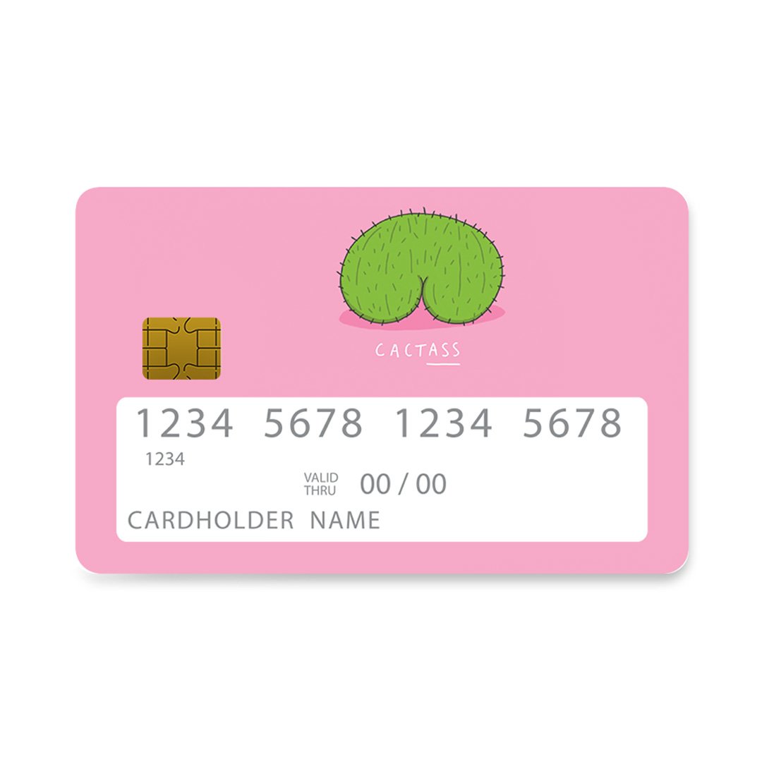 Επικάλυψη Τραπεζικής Κάρτας σε σχέδιο Cactus Funny σε λευκό φόντο
