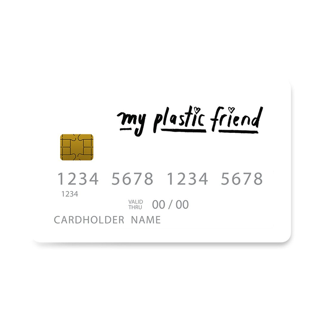 Επικάλυψη Τραπεζικής Κάρτας σε σχέδιο Plastic Friend Funny σε λευκό φόντο