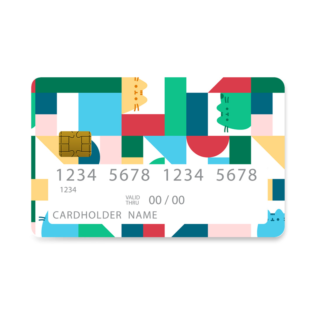 Επικάλυψη Τραπεζικής Κάρτας σε σχέδιο Cat Shapes σε λευκό φόντο