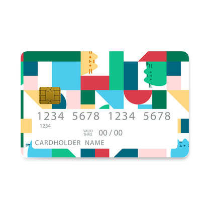 Επικάλυψη Τραπεζικής Κάρτας σε σχέδιο Cat Shapes σε λευκό φόντο