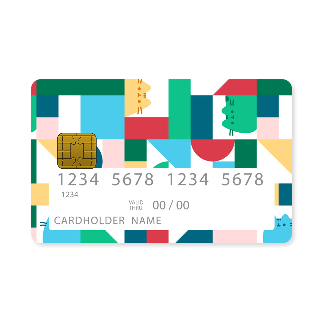 Επικάλυψη Τραπεζικής Κάρτας σε σχέδιο Cat Shapes σε λευκό φόντο