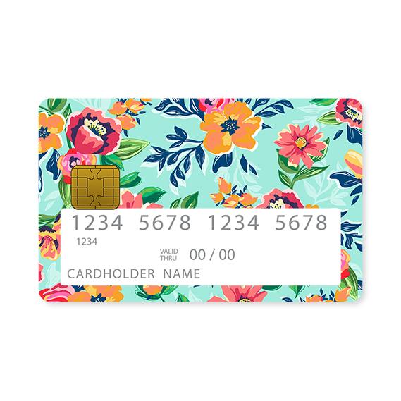 Επικάλυψη Τραπεζικής Κάρτας σε σχέδιο Colorful Floral σε λευκό φόντο